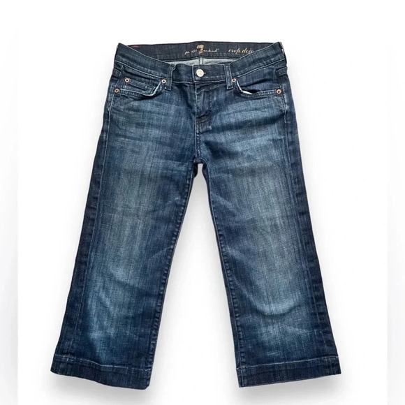 7 For All Mankind Dojo Crop Dark Wash Flare Jeans - Picture 1 of 4